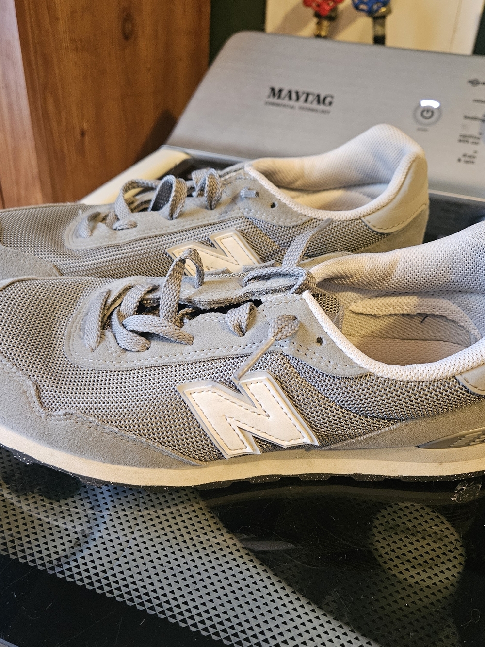 New Balance Kids Gray and White Sneakers